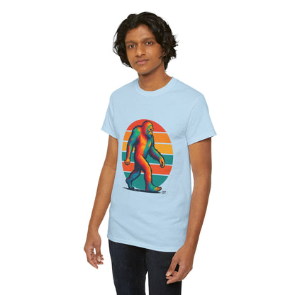 Colorful Bigfoot Unisex T-Shirt, Fun Graphic Tee for Nature Lovers, Perfect for Holidays, Festivals, Camping, Gifts