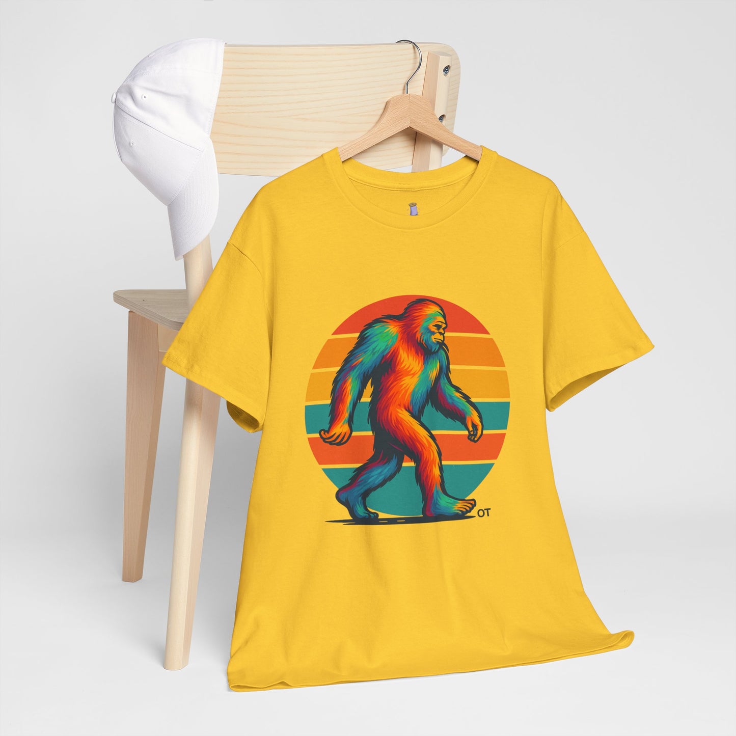 Colorful Bigfoot Unisex T-Shirt, Fun Graphic Tee for Nature Lovers, Perfect for Holidays, Festivals, Camping, Gifts