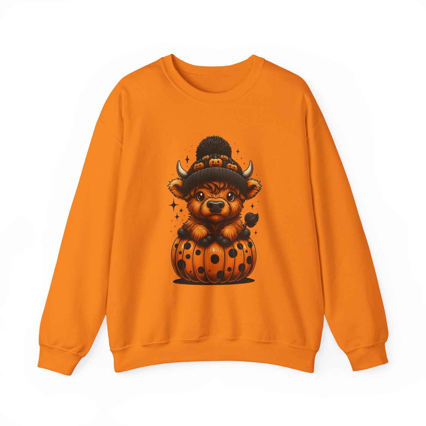 Halloween Cow Calf in Pumpkin Crewneck Sweatshirt