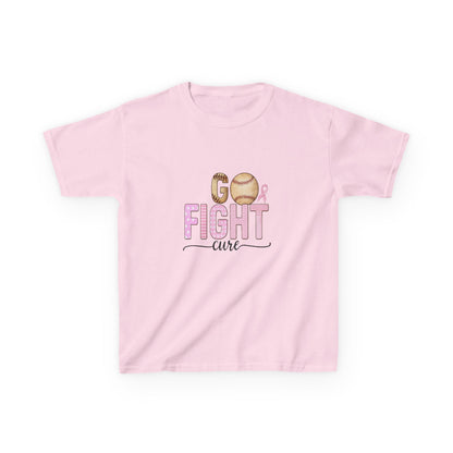 Go Fight Cure Baseball Pink Ribbon Kids Christmas Tee
