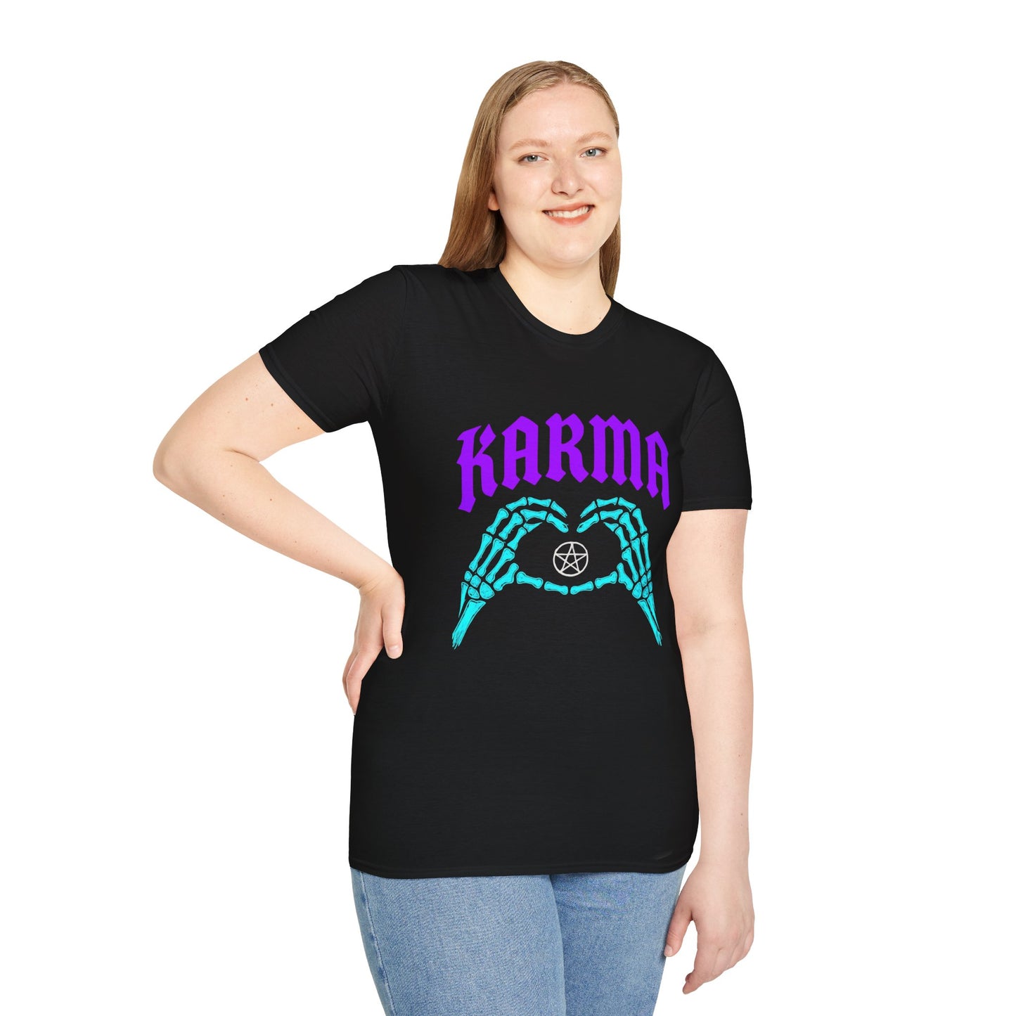Karma Skeleton Hands T-Shirt, Unisex Graphic Tee, Halloween Costume, Spooky Gift, Alternative Apparel, Casual Wear