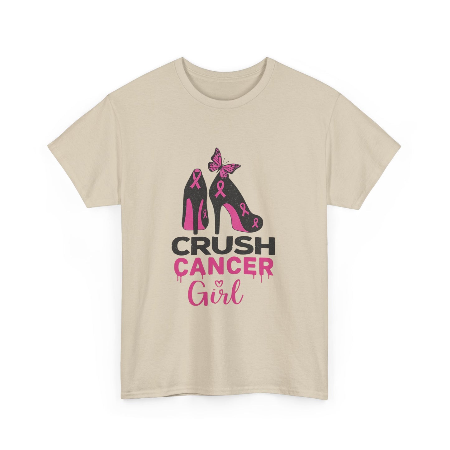 Crush Cancer Girl Tee: High Heels, Pink Ribbon, Hope