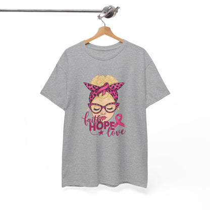Hope Love Pink Ribbon Tee - Breast Cancer Awareness