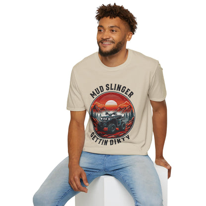 Mud Slinger Unisex Softstyle T-Shirt, Adventure Tee, Off-Road Enthusiast Shirt, Gift for Mud Lovers, Outdoor Sportswear, Gettin Dirty Tee