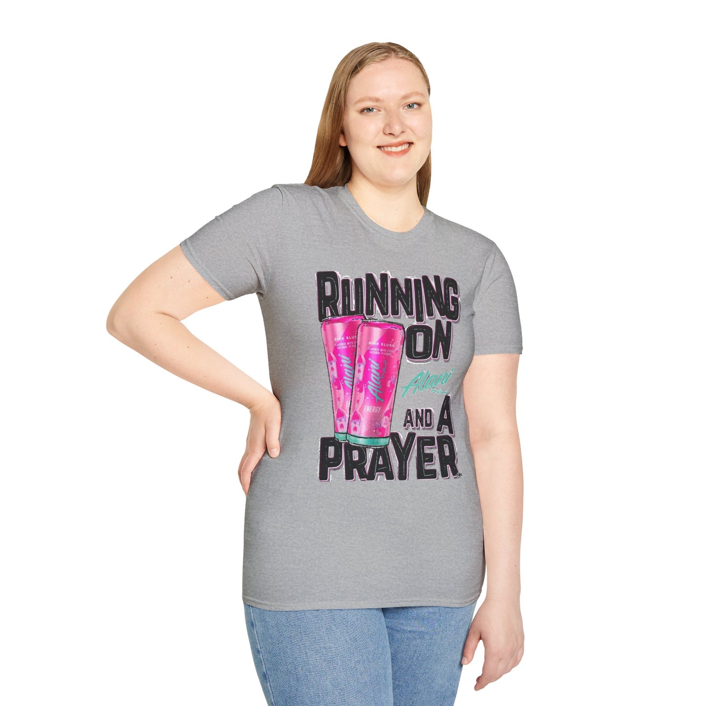 Running on a Prayer T-Shirt, Unisex Graphic Tee, Fun Casual Wear, Gift for Friends, Everyday Style, Faith-Inspired Apparel