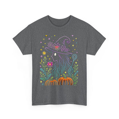 🌙 Whimsical Witch Cat Tee – Magical Halloween Pumpkin Shirt