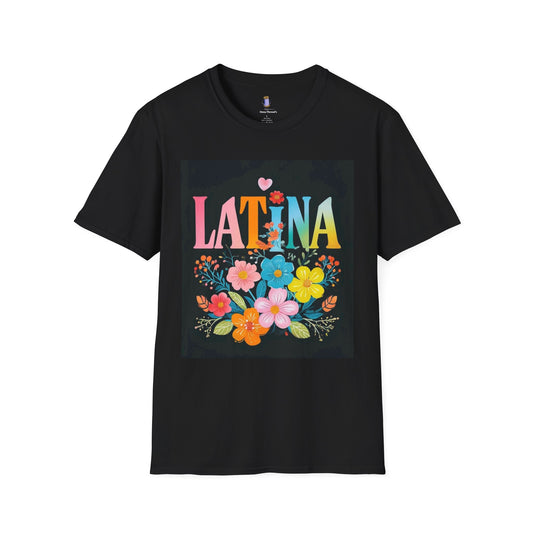 Colorful Latina Flower Unisex Tee, Comfortable T-Shirt for Latinas, Floral Graphic Tee, Gift for Women, Casual Spring Outfit