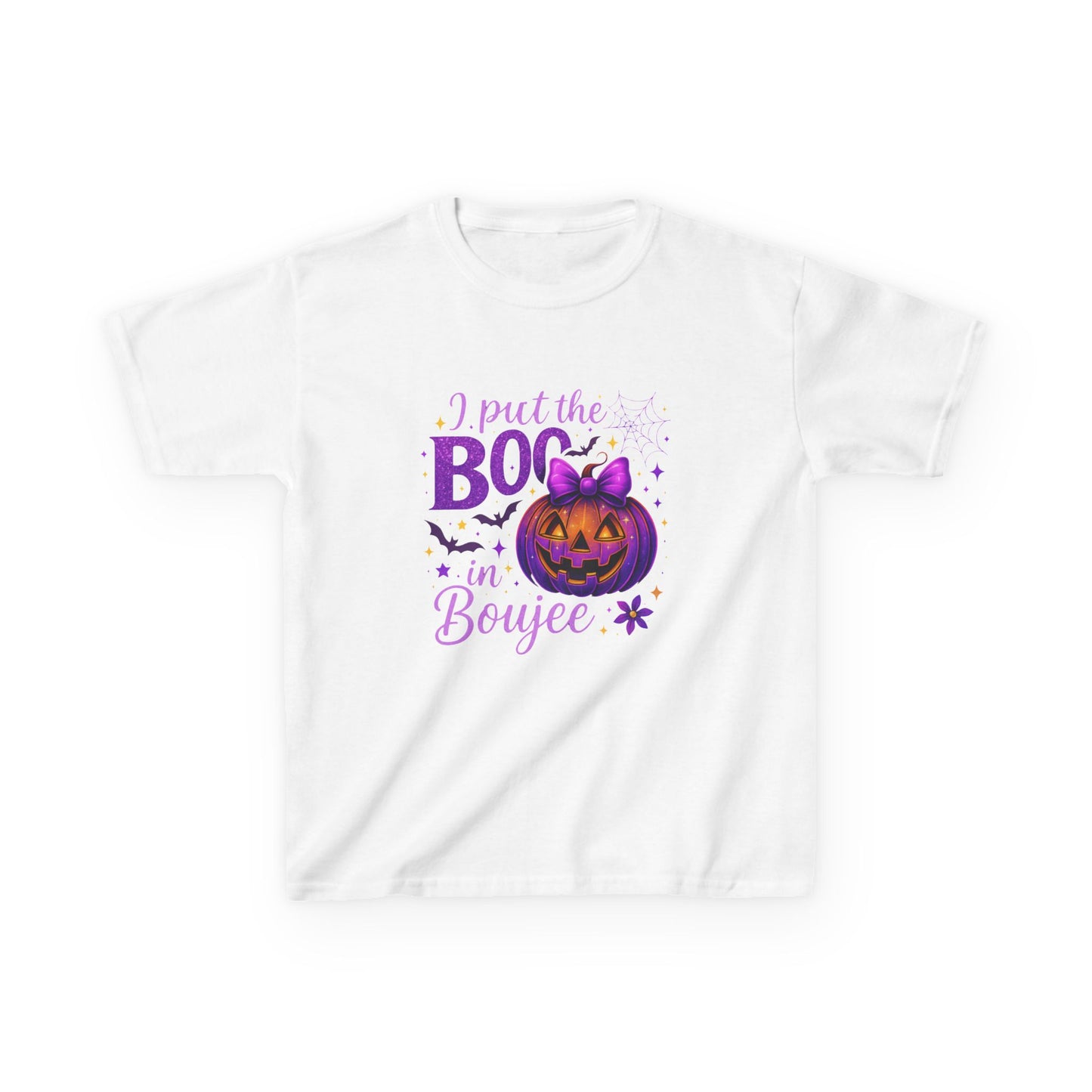 Boujee Boo Halloween Kids Tee - Glittery Pumpkins
