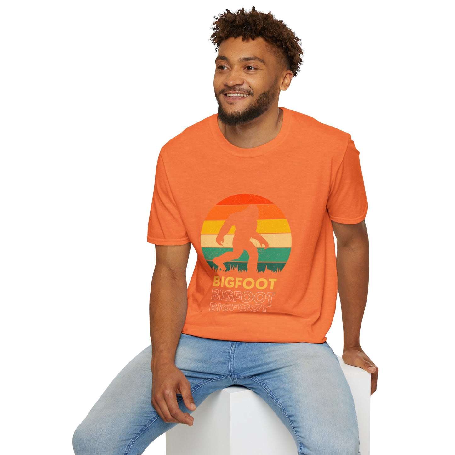 Bigfoot Adventure Unisex Softstyle T-Shirt, Casual Tee for Nature Lovers, Summer Vibe Shirt, Gift for Outdoor Enthusiasts, Hiking Apparel