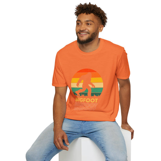 Bigfoot Adventure Unisex Softstyle T-Shirt, Casual Tee for Nature Lovers, Summer Vibe Shirt, Gift for Outdoor Enthusiasts, Hiking Apparel