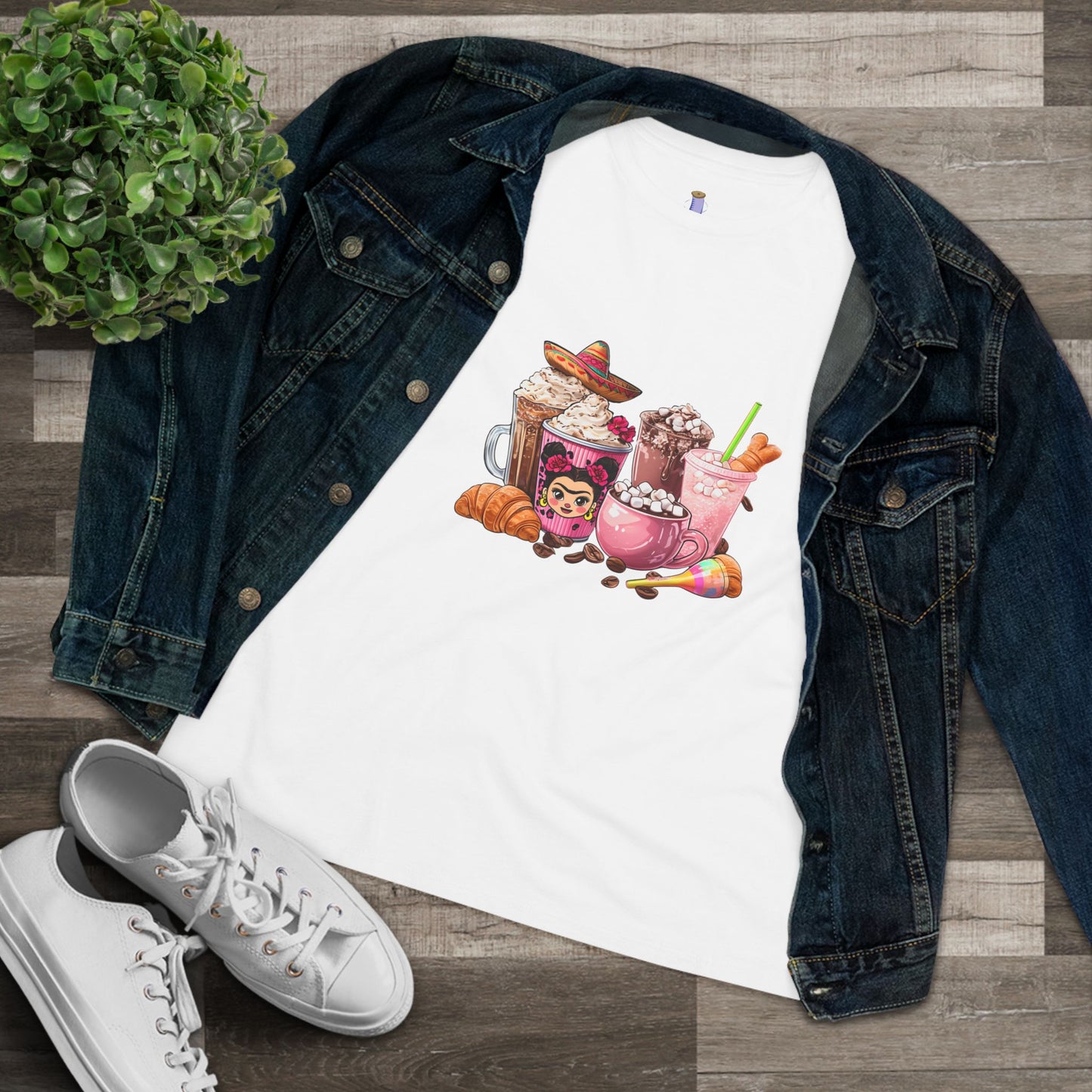 Latina Cute Beverage Women's Cotton Tee, Coffee Lover Gift, Cute Summer Shirt, Birthday Present, Cozy Foodie Tee