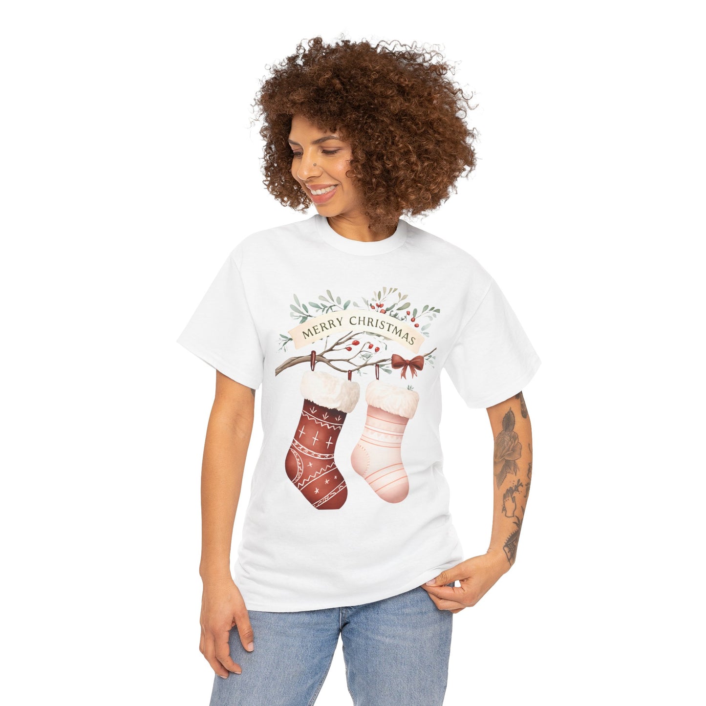 Watercolor Christmas Stocking Tee - Hope & Love