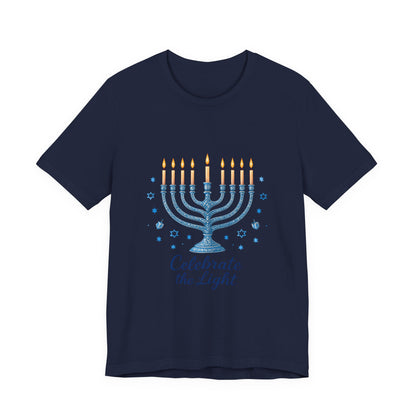 Hanukkah Menorah Tee — "Celebrate the Light" Holiday T‑Shirt