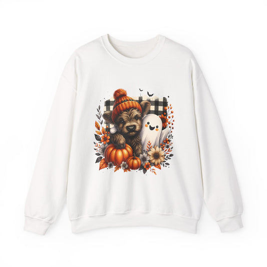 Cute Halloween Dog & Ghost Crewneck Sweatshirt