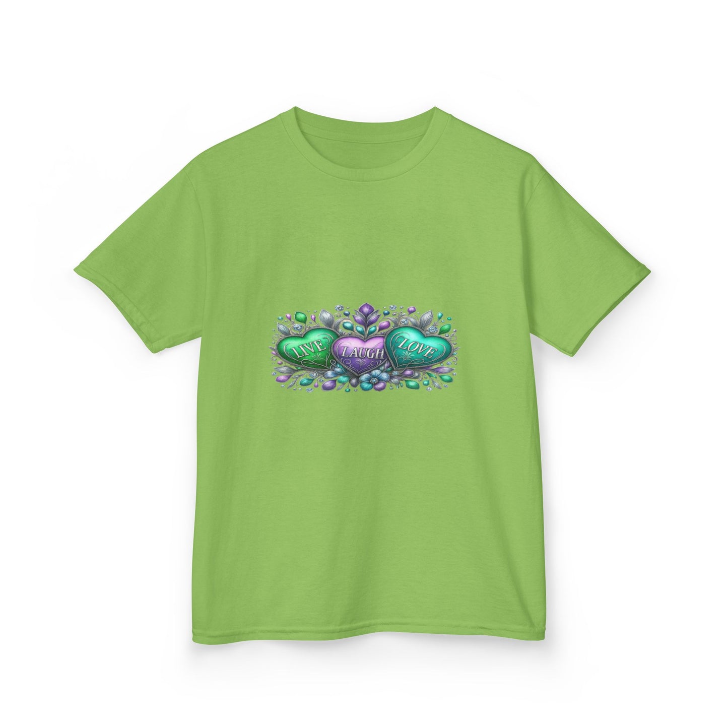 Live Laugh Love Dinosaur Heart Kids Christmas Tee