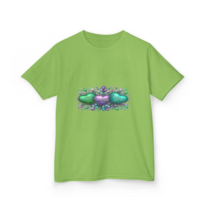 Live Laugh Love Dinosaur Heart Kids Christmas Tee