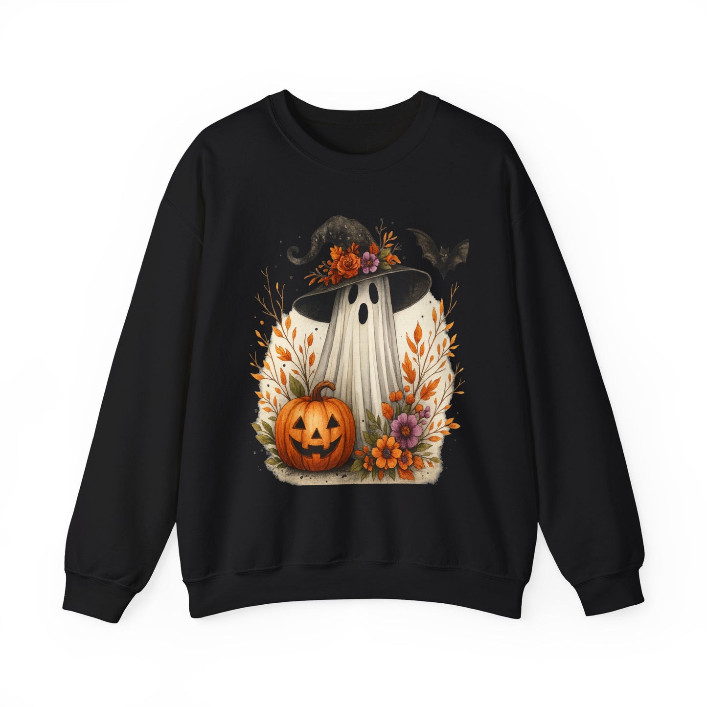 Halloween Ghost Crewneck Sweatshirt, Cozy Fall Apparel, Cute Ghost Design, Pumpkin Sweatshirt, Unisex Halloween Gift