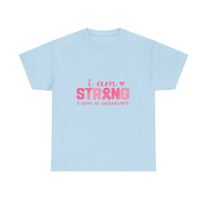 I AM STRONG - Pink Ribbon Breast Cancer Awareness Tee