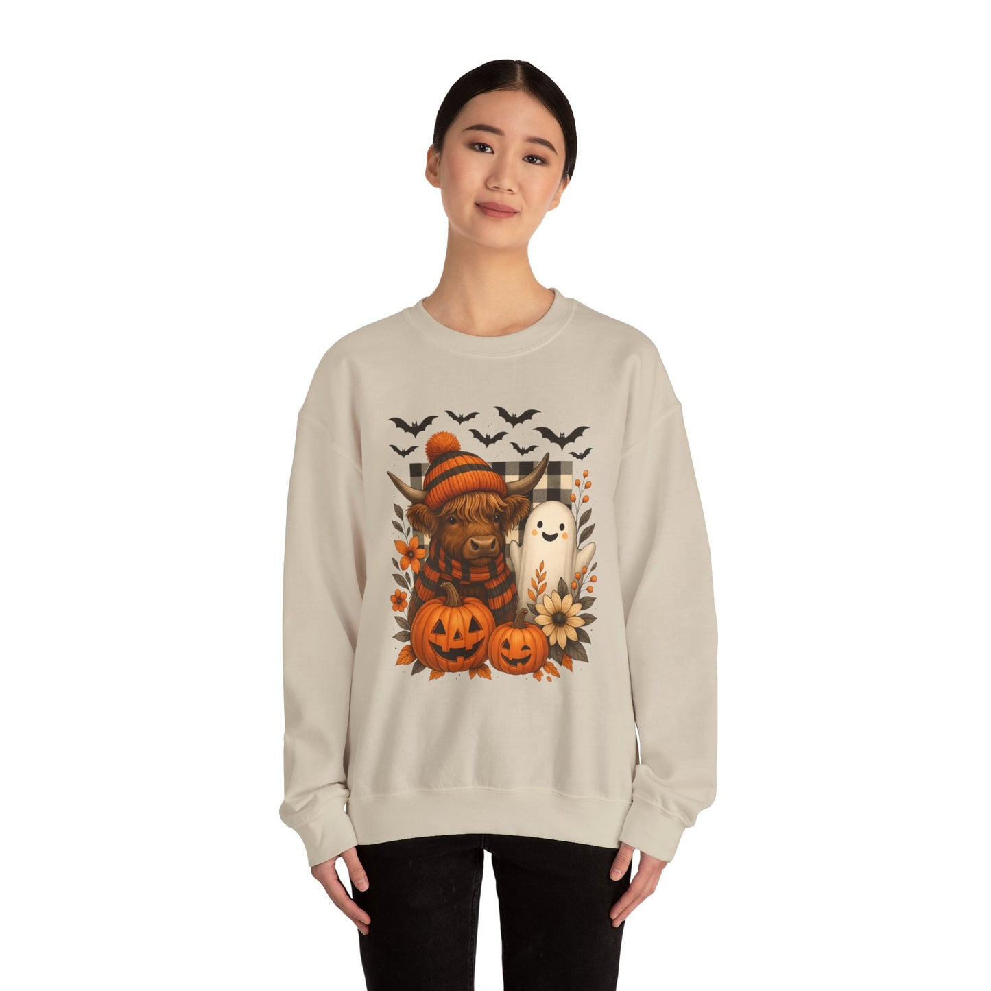 Happy Halloween Cow & Ghost Crewneck Sweatshirt