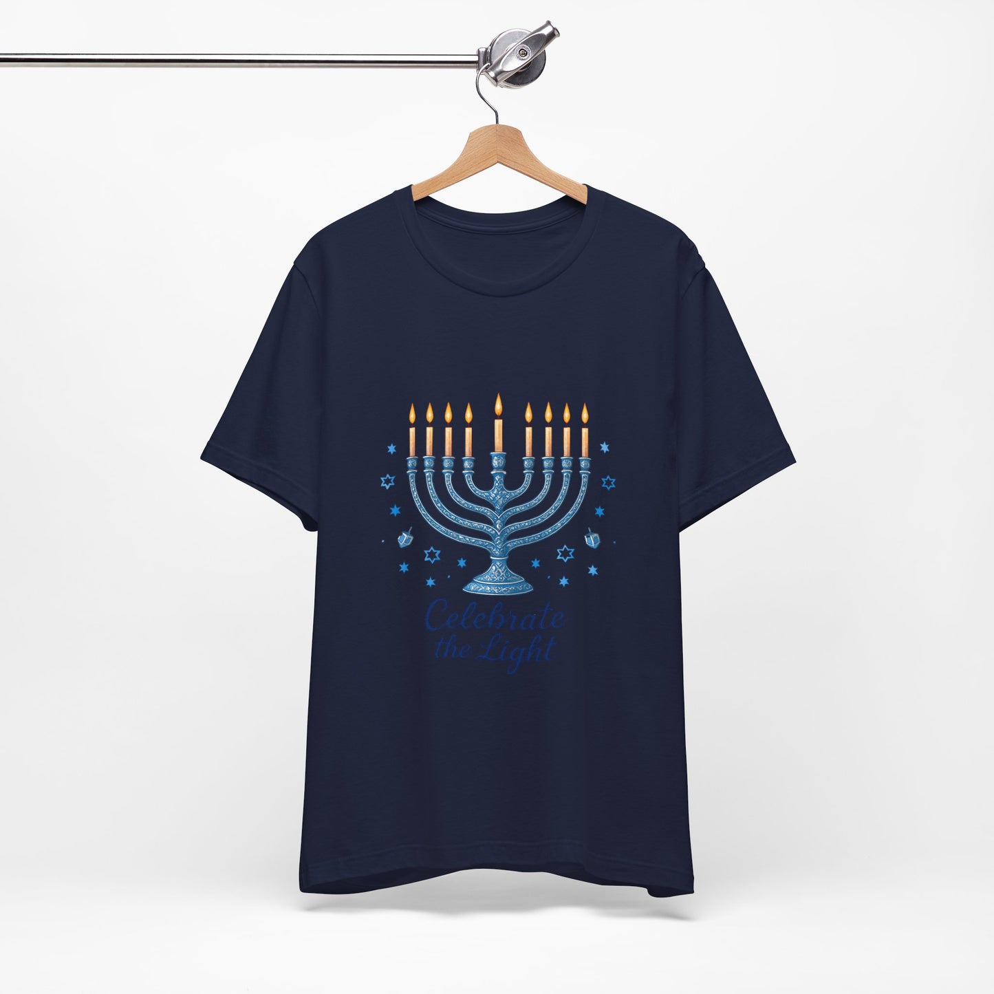 Hanukkah Menorah Tee — "Celebrate the Light" Holiday T‑Shirt