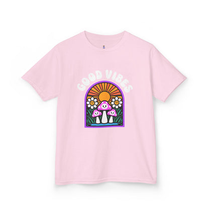 Good Vibes Kids Tee, Fun Summer Shirt, Youth Graphic Tee, Playful Cotton T-Shirt, Gift for Kids, Festival Wear