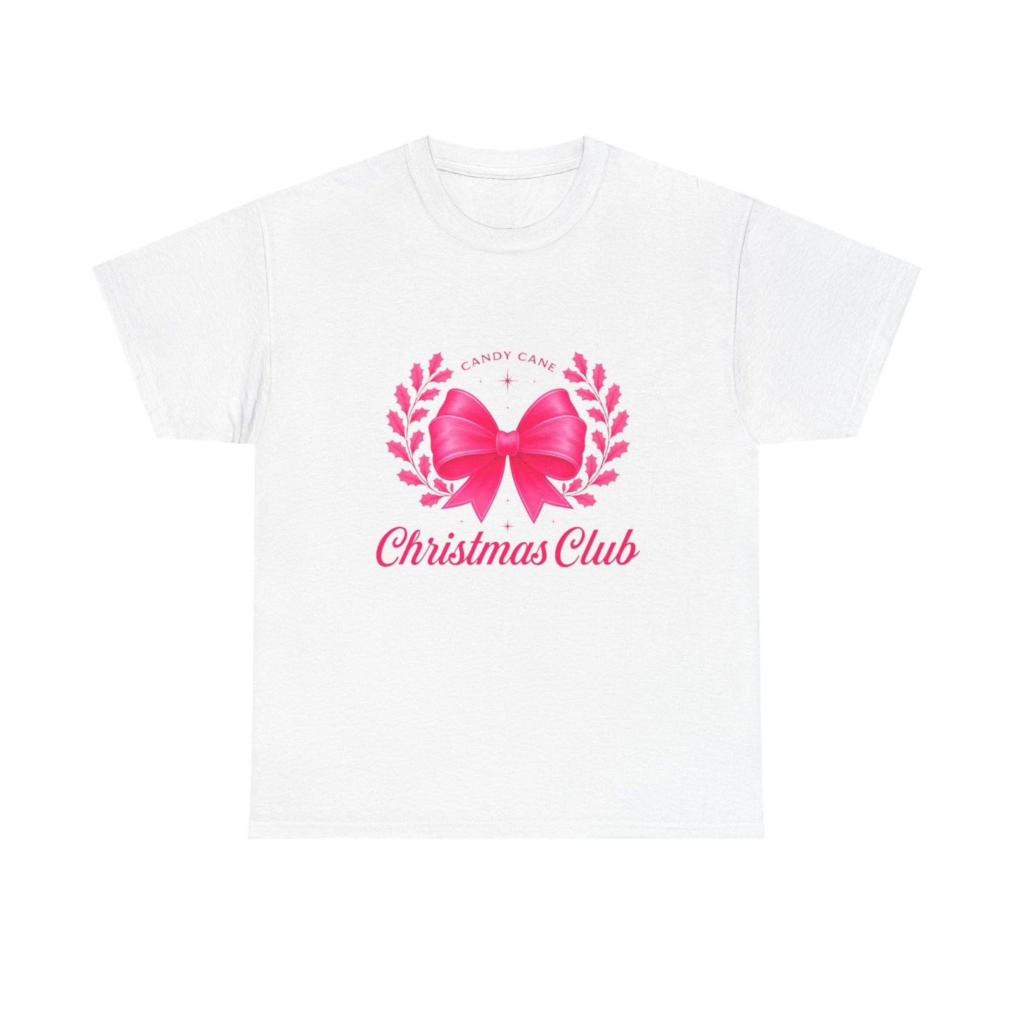 Christmas Tee with Pink Bow and Candy Cane Christmas Club Text