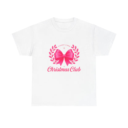 Christmas Tee with Pink Bow and Candy Cane Christmas Club Text