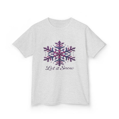 Let It Snow Dinosaur Kids Tee - Holiday Christmas Shirt