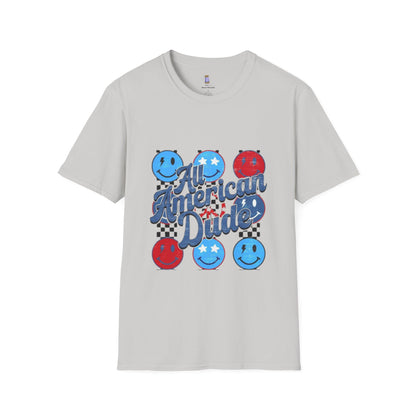 All American Dude Unisex T-Shirt, Patriotic Tee, Summer Fashion, Gift for Him, July 4th Celebration, Casual Wear