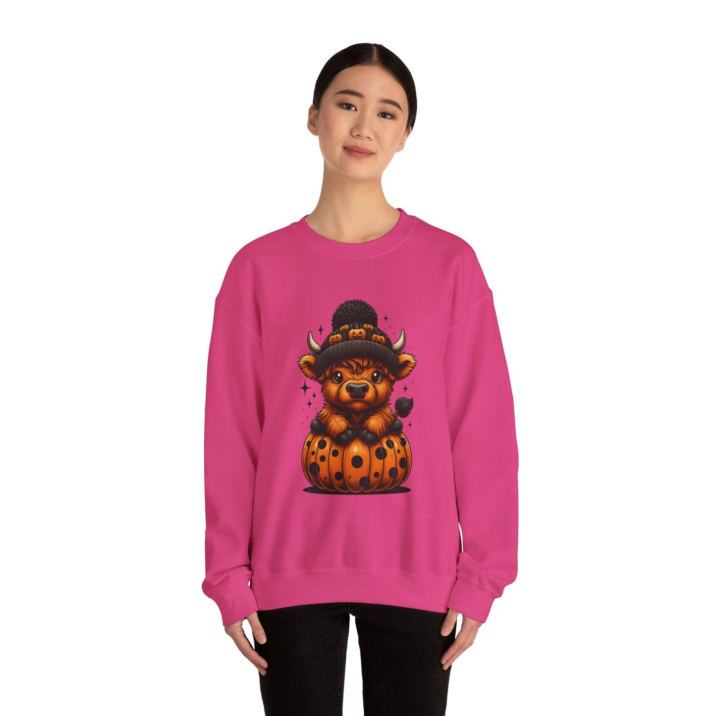 Halloween Cow Calf in Pumpkin Crewneck Sweatshirt