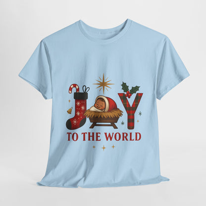 Christmas Joy Unisex Tee with Baby Jesus Illustration