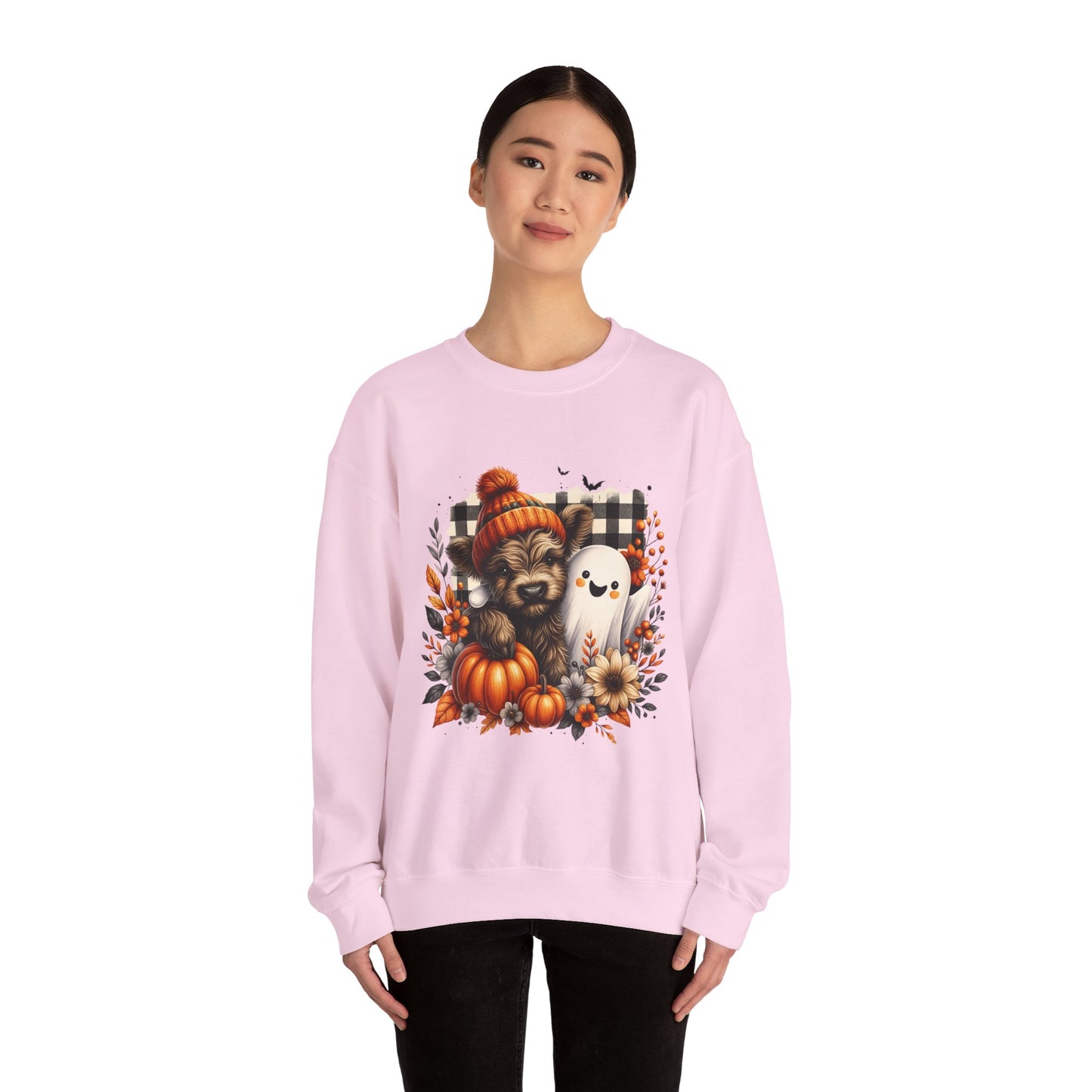 Cute Halloween Dog & Ghost Crewneck Sweatshirt