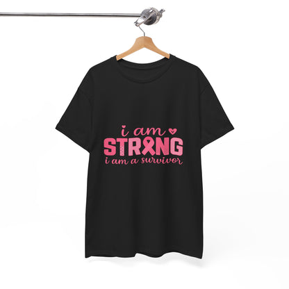 I AM STRONG - Pink Ribbon Breast Cancer Awareness Tee