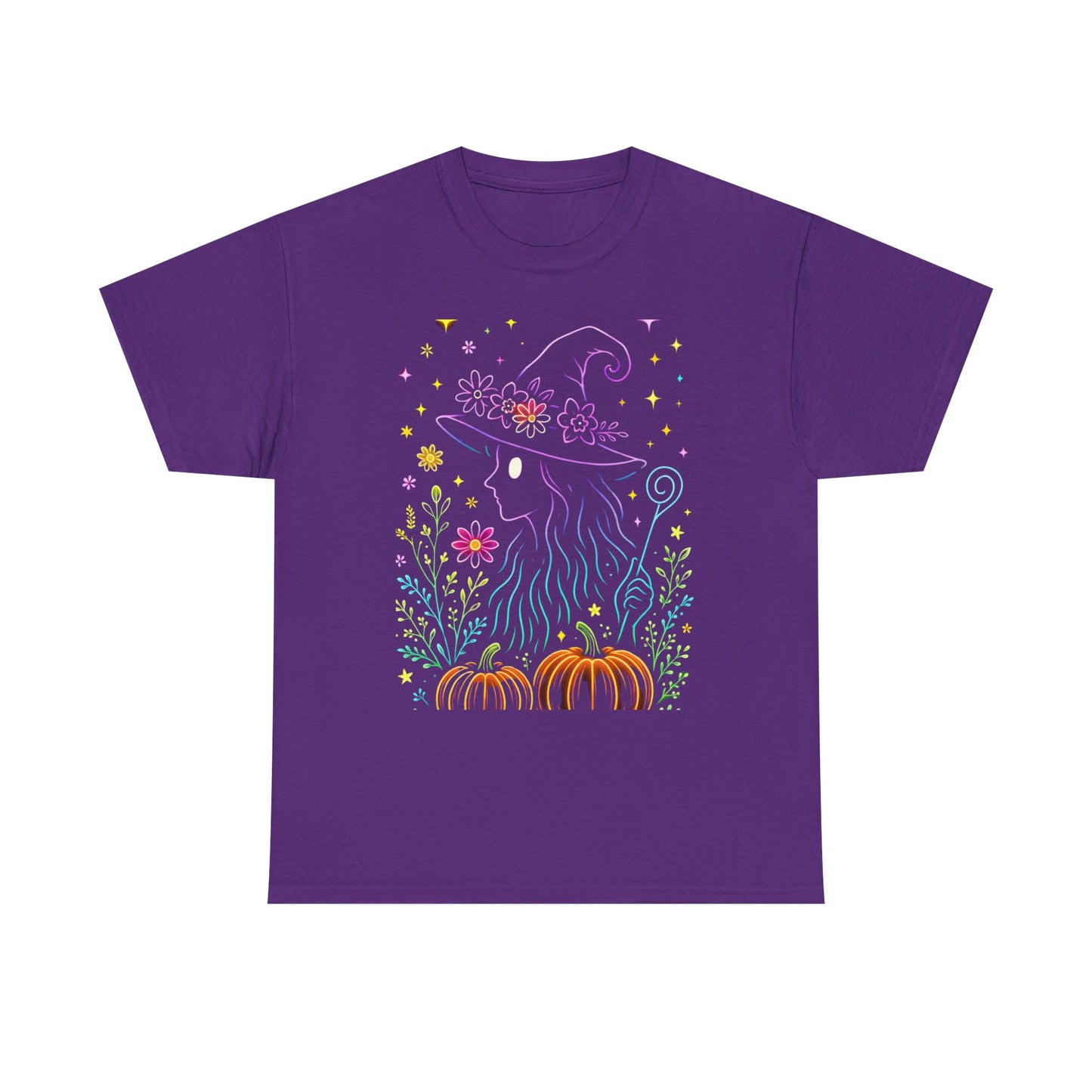 🌙 Whimsical Witch Cat Tee – Magical Halloween Pumpkin Shirt