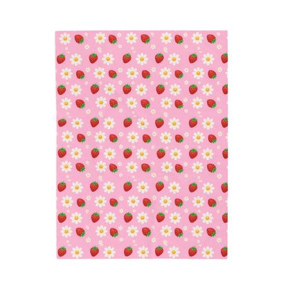 Cozy Strawberry Floral Blanket | Soft Plush Throw, Nursery Decor, Gift for Kids, Spring Home Accents, Cute Couch Cover