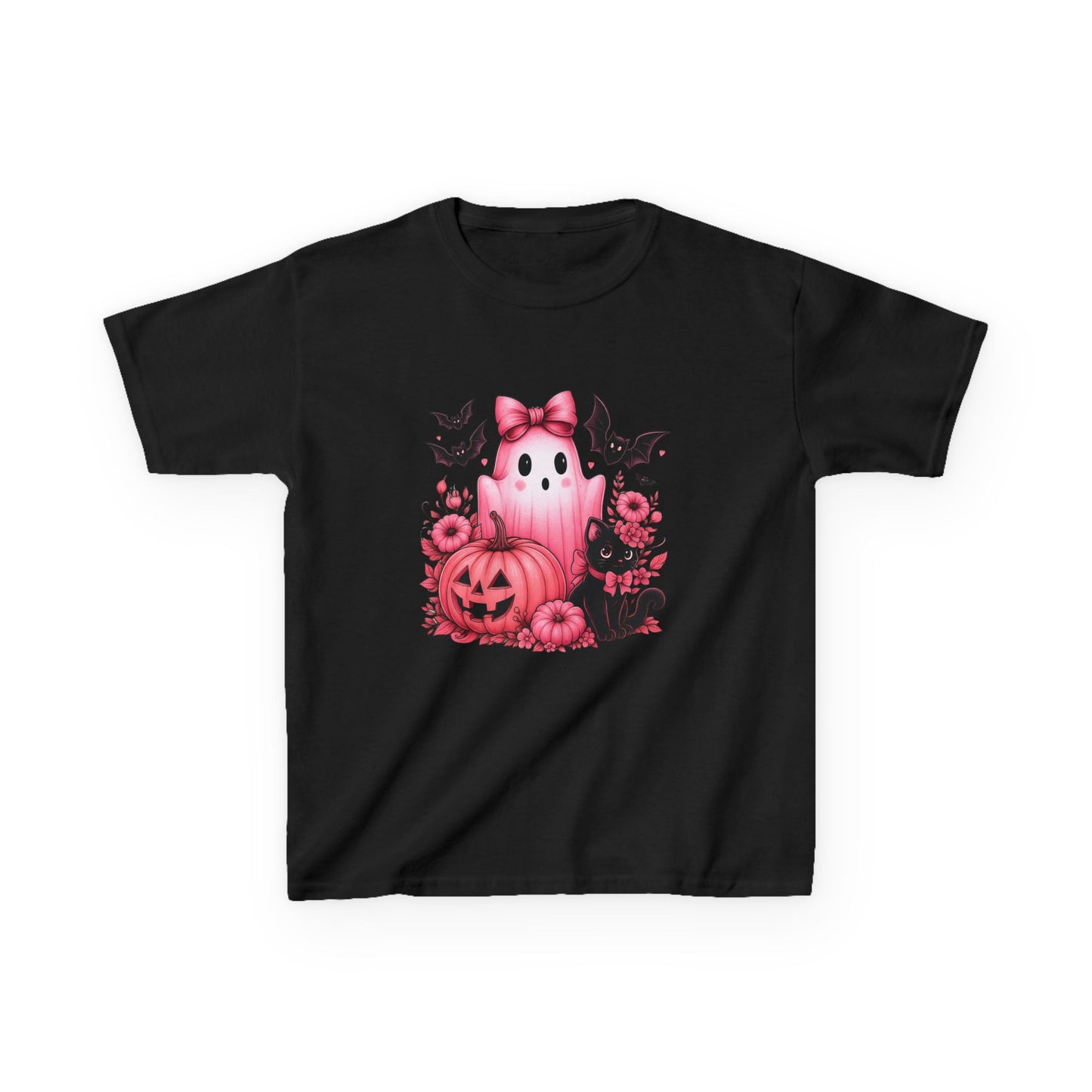 Pink Ghost Halloween Kids Tee - Spooky Cute!
