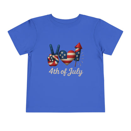 4th of July Peace & Heart Tee: Patriotic Toddler Shirt