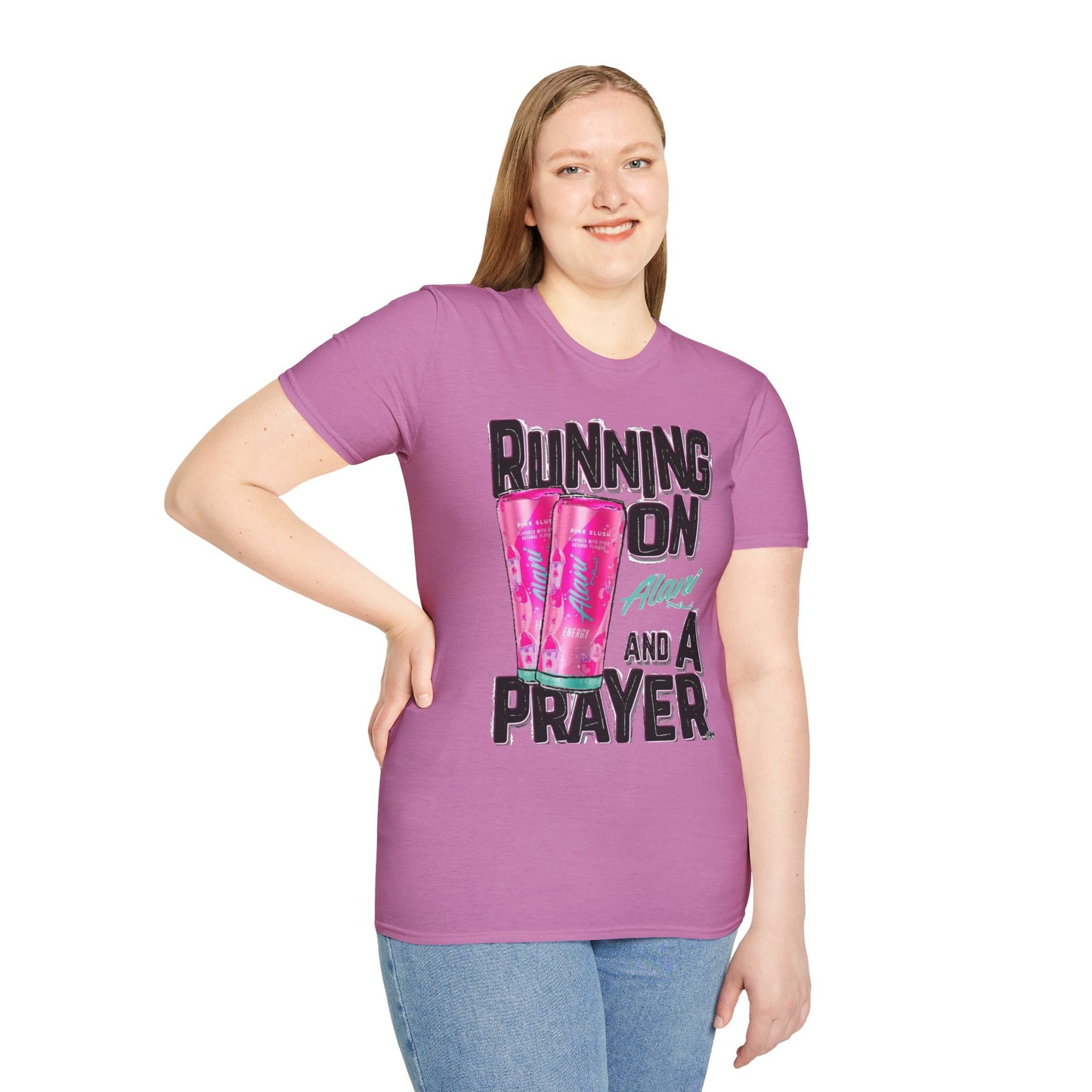 Running on a Prayer T-Shirt, Unisex Graphic Tee, Fun Casual Wear, Gift for Friends, Everyday Style, Faith-Inspired Apparel