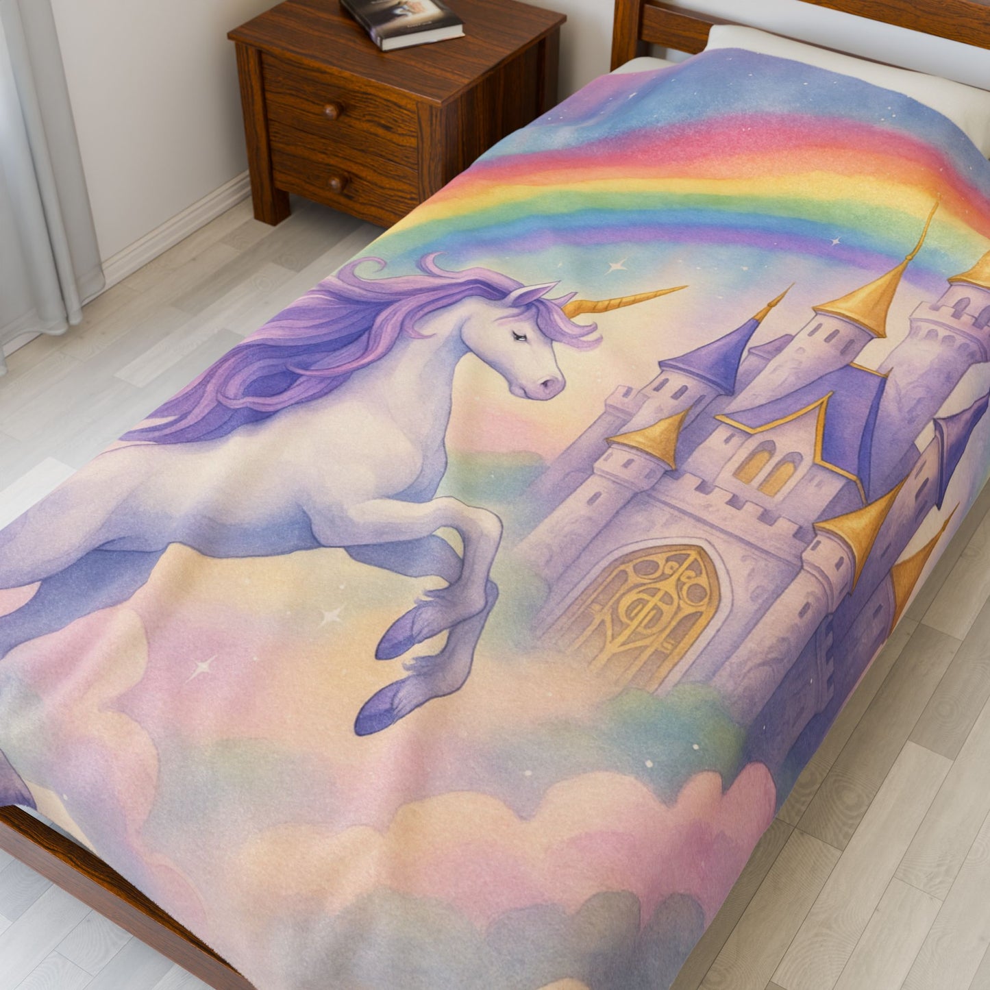 Unicorn Fantasy Plush Blanket, Cozy Kids Blanket, Dreamy Nursery Decor, Magical Gift for Birthdays, Rainbow Blanket for Girls