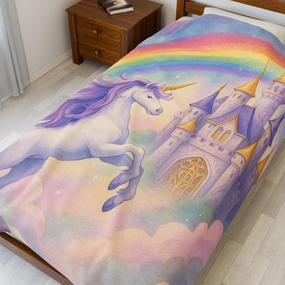 Unicorn Fantasy Plush Blanket, Cozy Kids Blanket, Dreamy Nursery Decor, Magical Gift for Birthdays, Rainbow Blanket for Girls