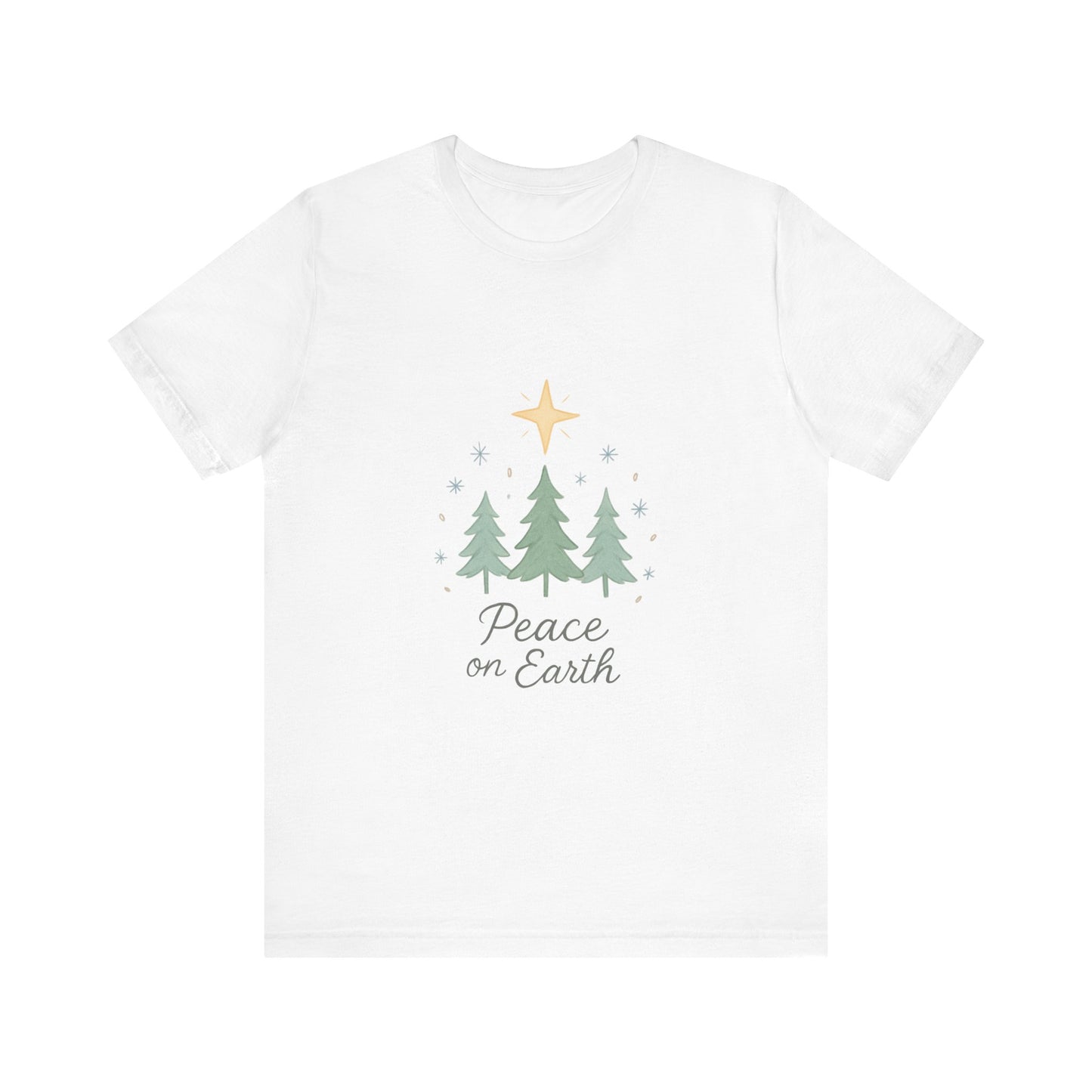 Peace on Earth Christmas Tee — Holiday Pine Tree Graphic Shirt