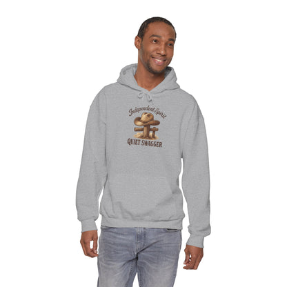 Quiet Swagger Hoodie – "Independent Spirit" Cowboy Hat Graphic Pullover