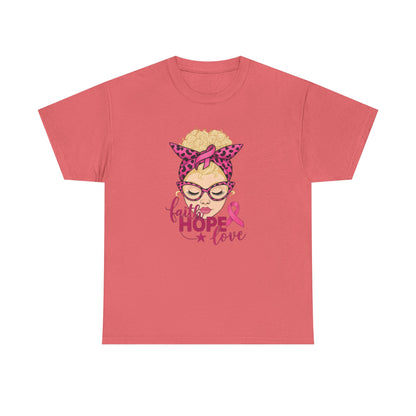 Hope Love Pink Ribbon Tee - Breast Cancer Awareness