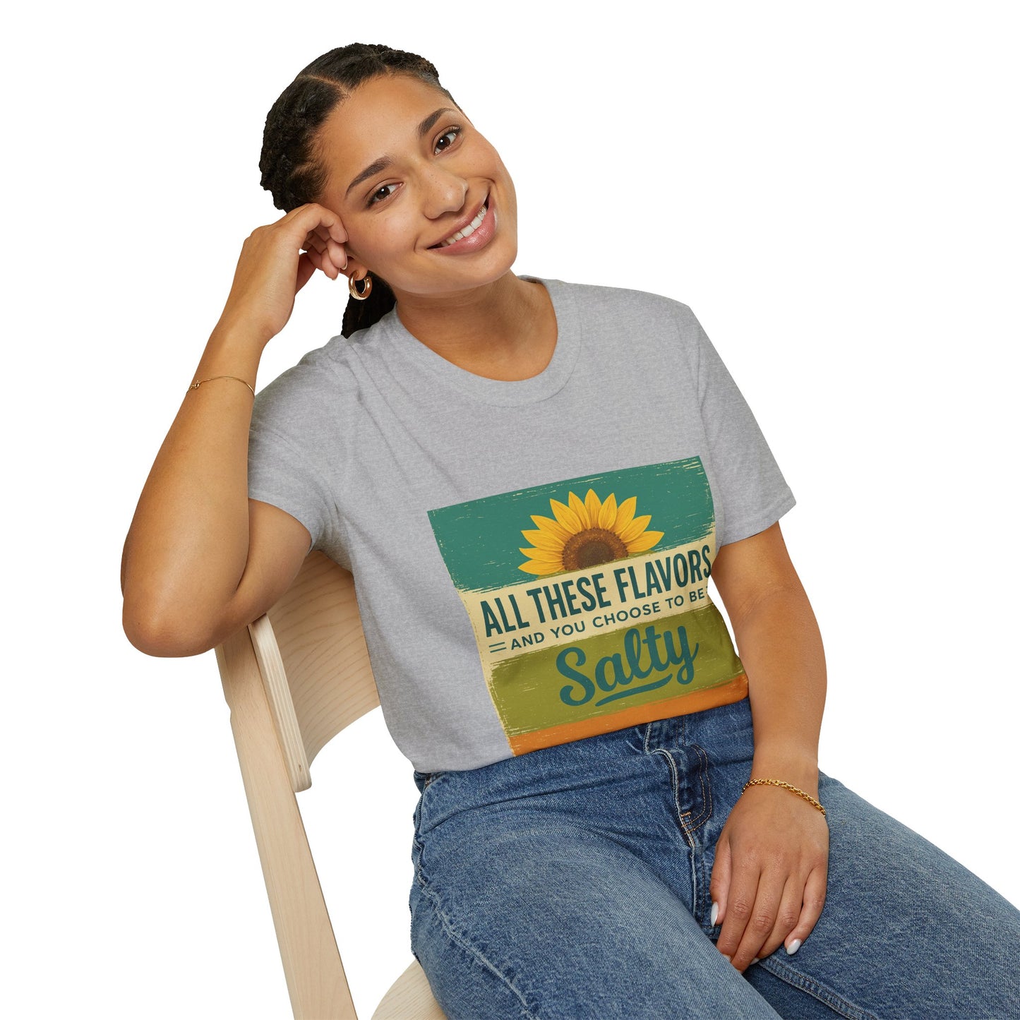 Sunflower Salty T-Shirt: Unisex Softstyle Tee for Sunshine Lovers, Casual Wear, Birthday Gift, Summer Vibes, Relaxed Style