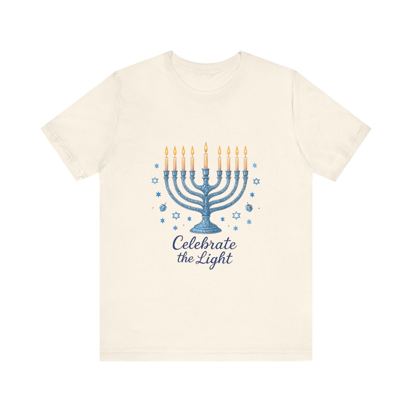 Hanukkah Menorah Tee — "Celebrate the Light" Holiday T‑Shirt