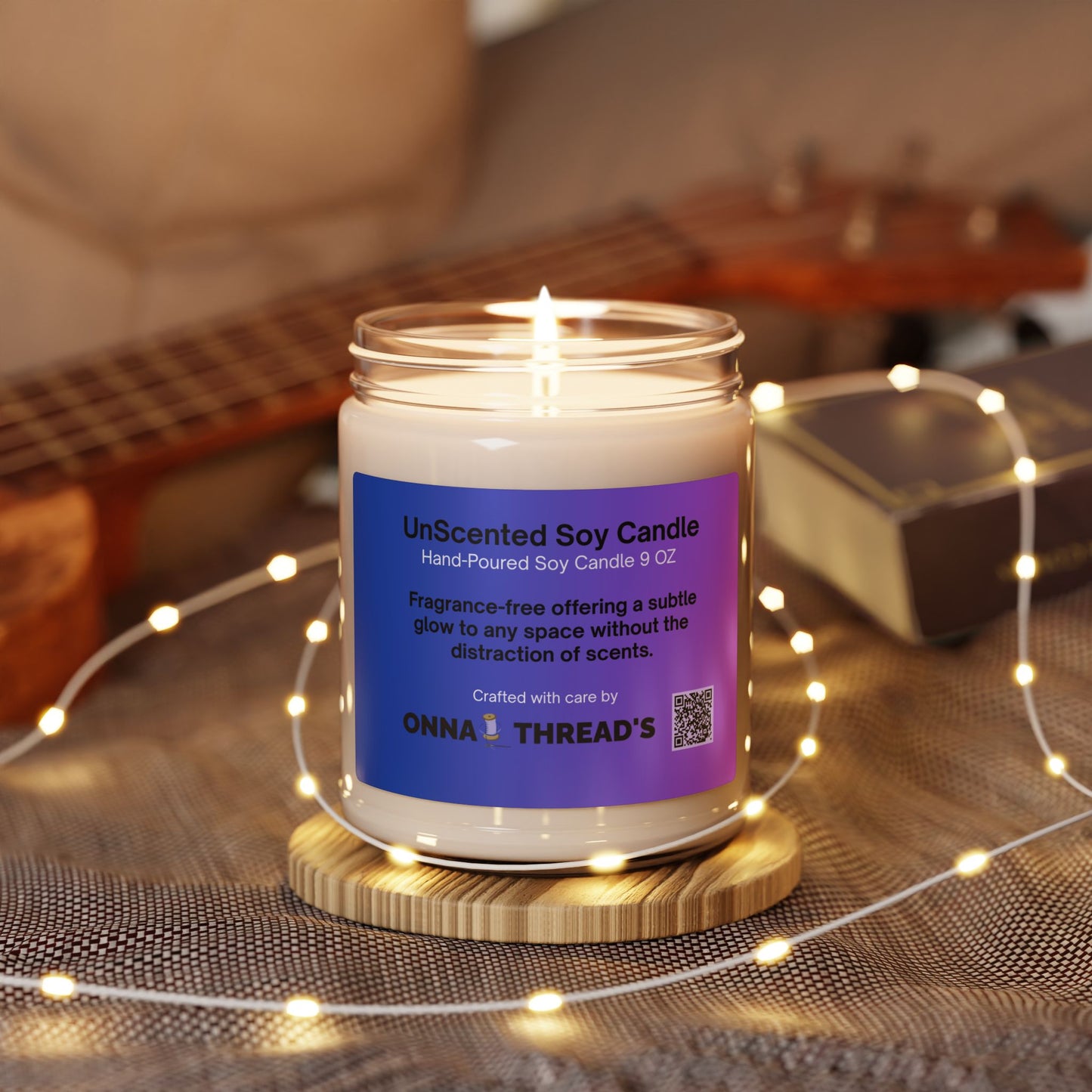 Unscented Candle eco-friendly and non-toxic materials, including 100% natural soy wax