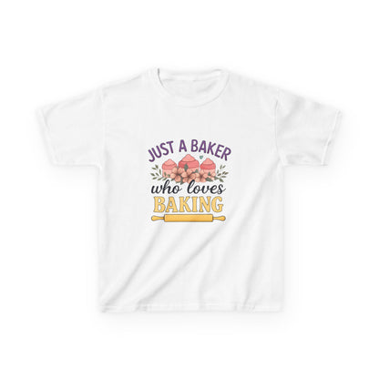Just A Baker Dinosaur Christmas Tee - Kids Holiday Shirt