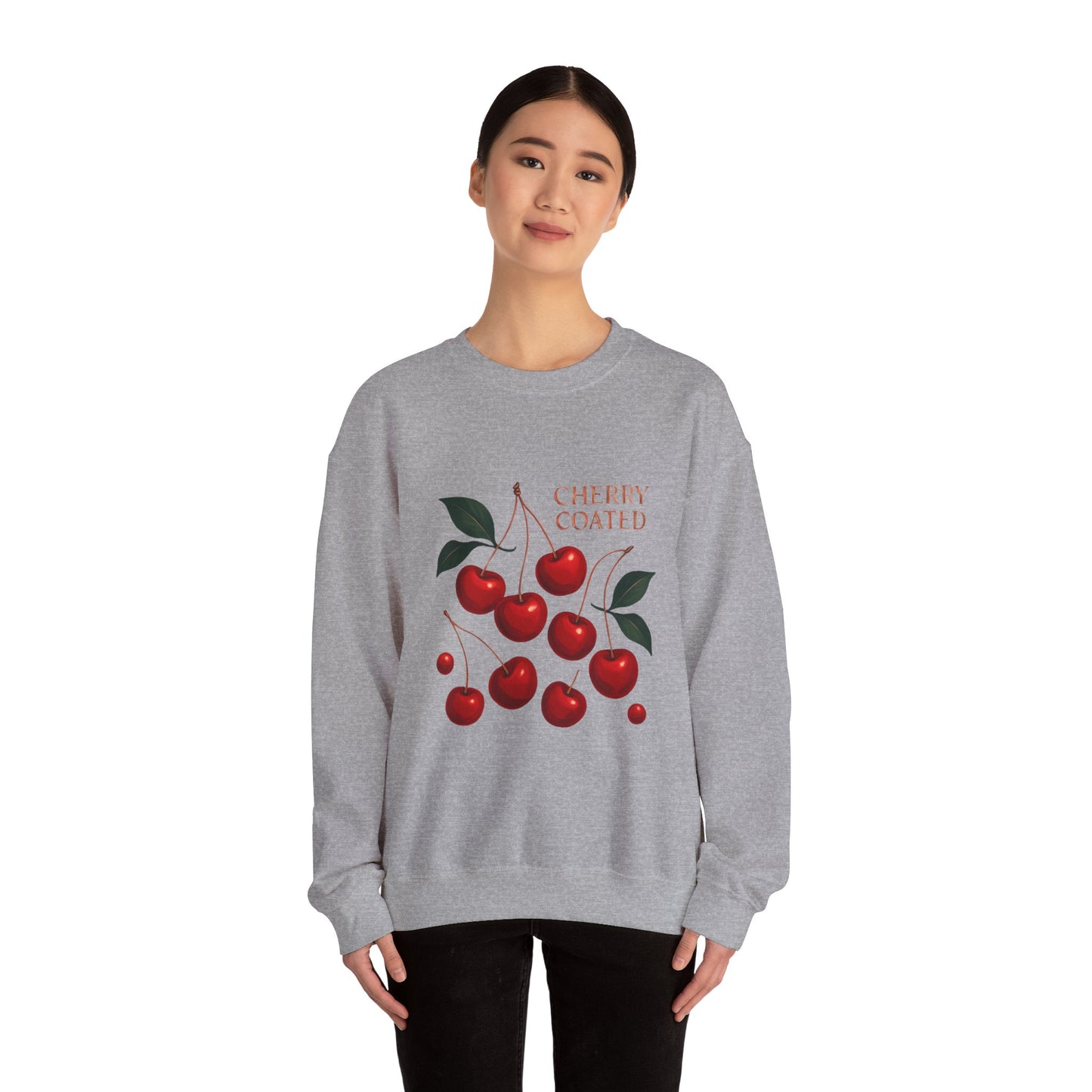 Cherry Coated Crewneck Sweatshirt — Retro Cherry Graphic Pullover