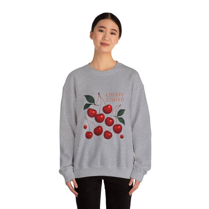 Cherry Coated Crewneck Sweatshirt — Retro Cherry Graphic Pullover