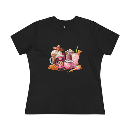 Latina Cute Beverage Women's Cotton Tee, Coffee Lover Gift, Cute Summer Shirt, Birthday Present, Cozy Foodie Tee